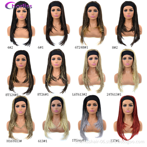 Wholesale 18 Inch Long High Quality Afro Braided Headband Hair Wigs Synthetic Hair Wigs With Headband For Black Women